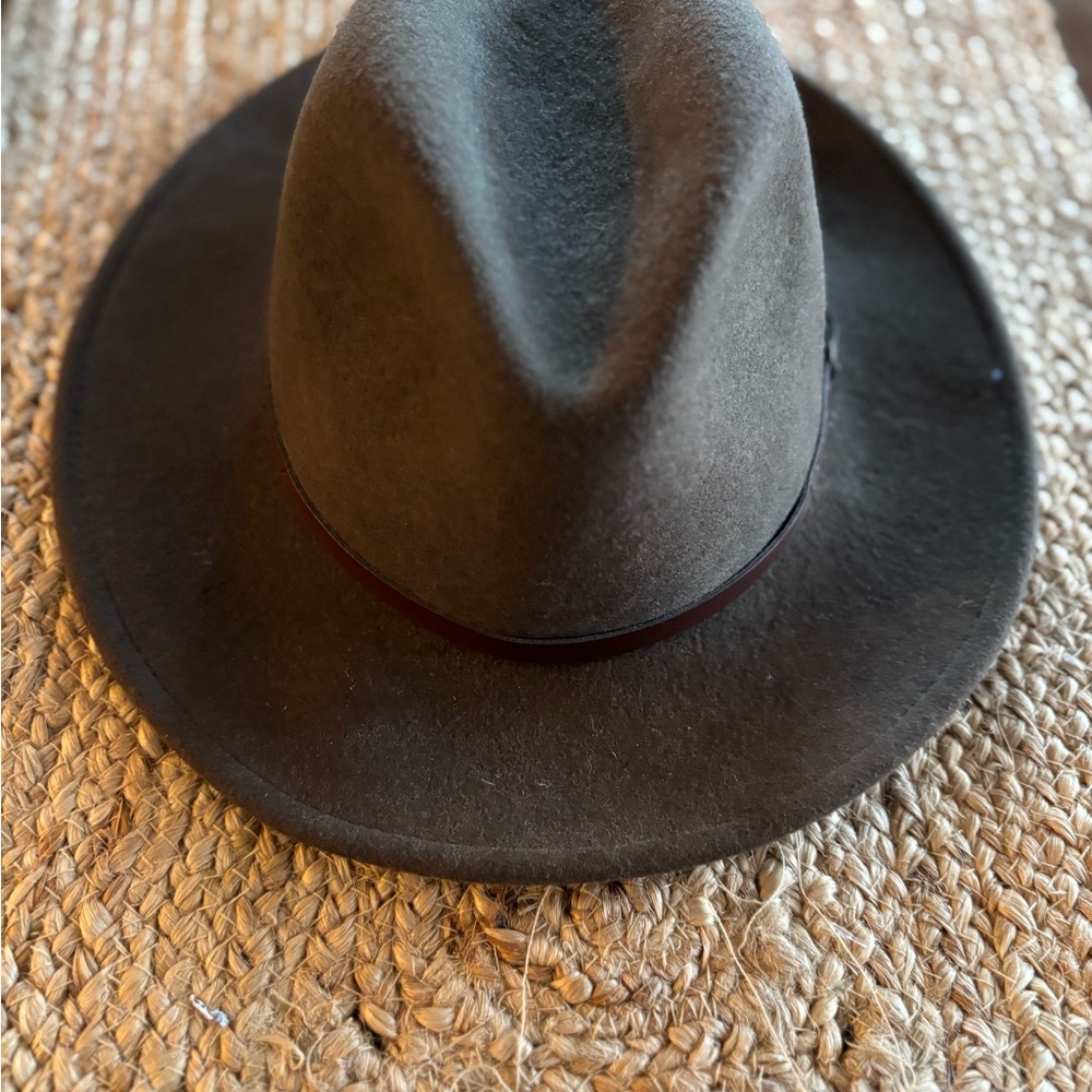Lodenhut Dark brown 100% wool Fedora Hat with leather‎ trim